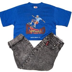 Vintage two piece little man’s trendy outfit Size 7 Lee jeans and 6/8 top